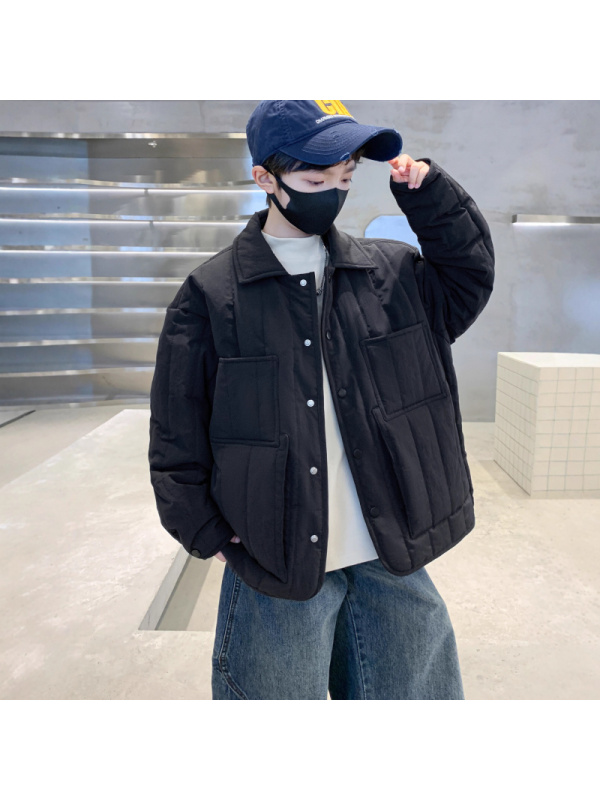 男童加厚外套秋冬款新款儿童冬季薄款棉衣中大童男孩冬装棉服