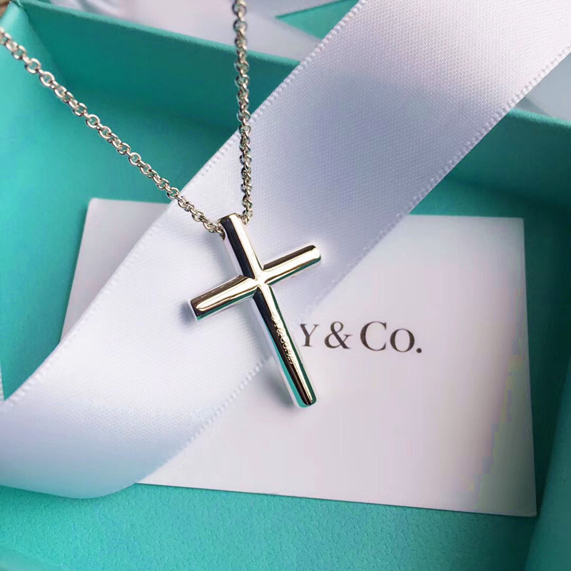 蒂芙尼tiffanyco925银镶钻大号十字架吊坠项链24088421
