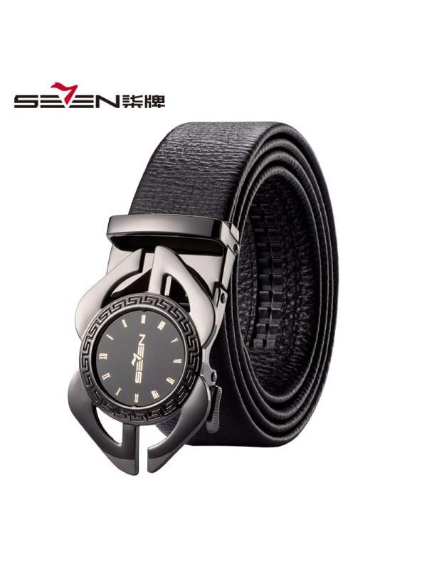 柒牌皮带男真皮头层纯牛皮自动扣男士腰带年轻人裤带送礼礼盒装