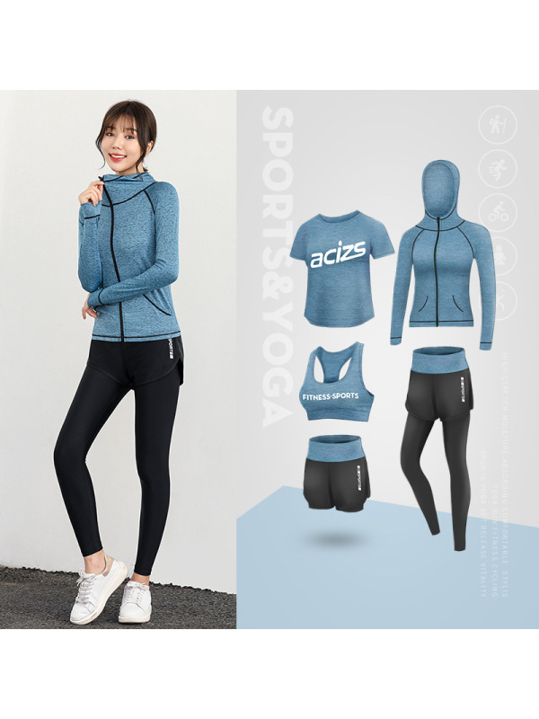 CeenBulled运动套装暴汗服女健身房春季跑步休闲速干五件套初学者时尚瑜伽服