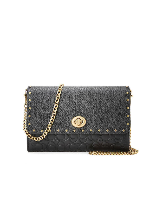 COACH/蔻驰 铆钉边链条斜挎包 66610 19x12x4CM