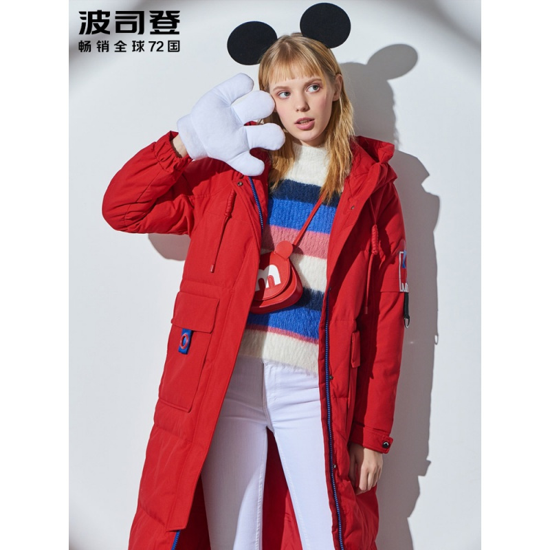 波司登迪士尼长款过膝羽绒服女士宽松时尚冬季防寒外套