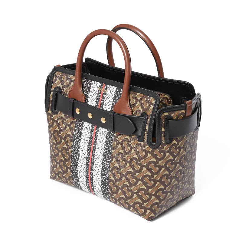 预售 博柏利 BURBERRY Belt 通勤手拎小号 字母印字标TB LOGO织物 女士手提包 8019351金扣图片