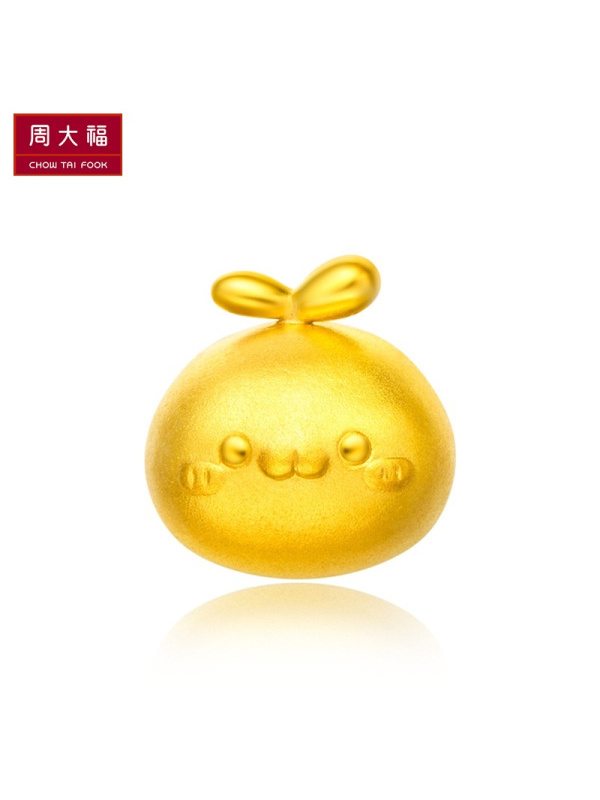 周大福「长草颜团子」转运珠足金黄金吊坠R19368
