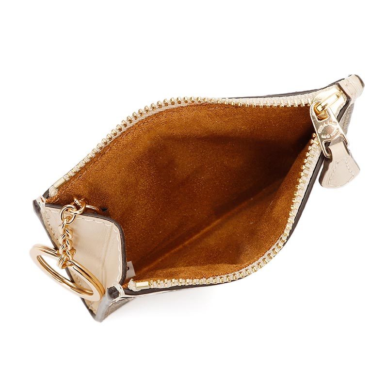 蔻驰coach奢侈品女士白色印花pvc配皮短款零钱包卡包钥匙包送女友c