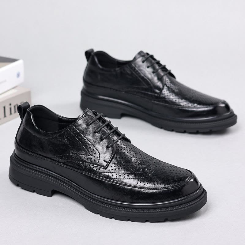 男鞋春秋季英伦时尚格纹商务正装皮鞋舒适增高新郎结婚鞋SJ-1图片