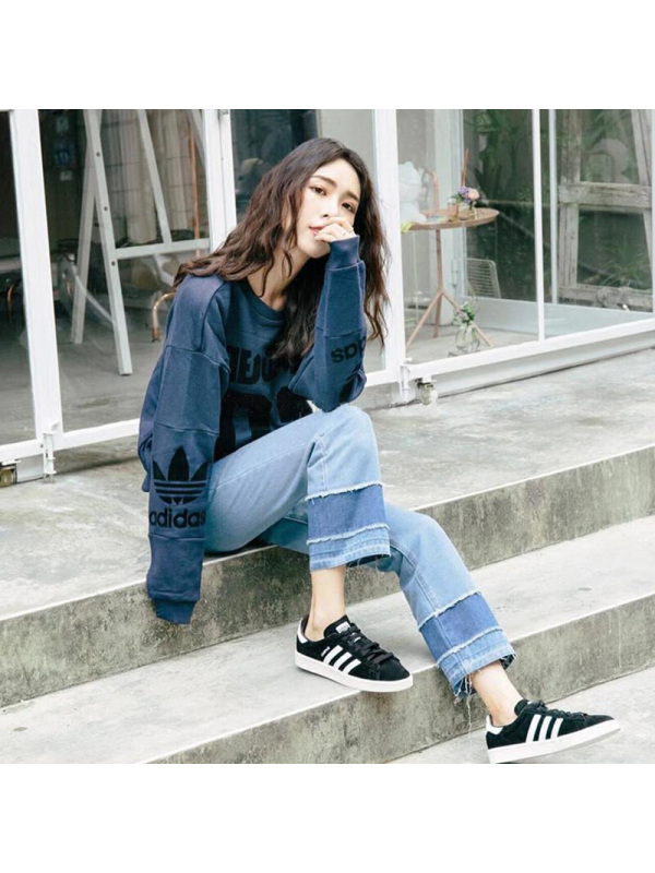 ADIDAS阿迪达斯三叶女子圆领针织卫衣套头衫-BS4284