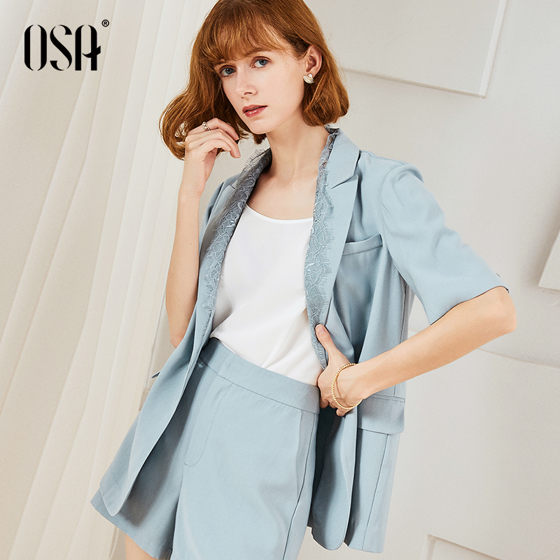 OSA欧莎西装套装女韩版2019新款夏短裤休闲两件套洋气减龄职业装