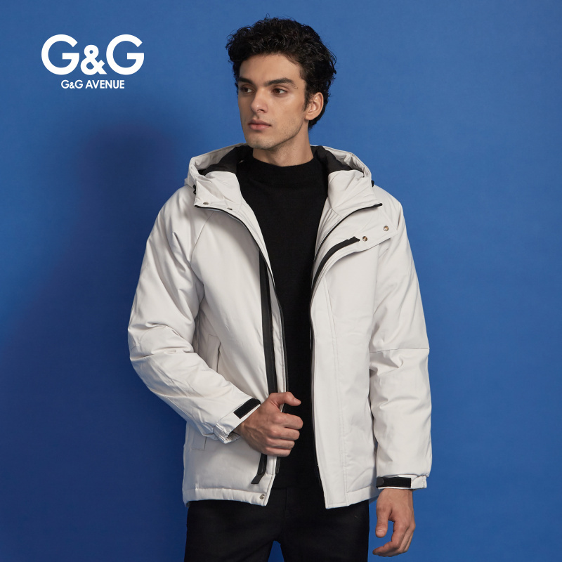 G＆G 男士冬季2018短款白色羽绒服男韩版潮流帅气休闲青少年夹克