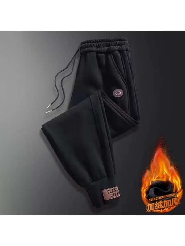 休闲卫裤男秋冬季新款韩版束脚修身时尚潮流运动加绒裤子