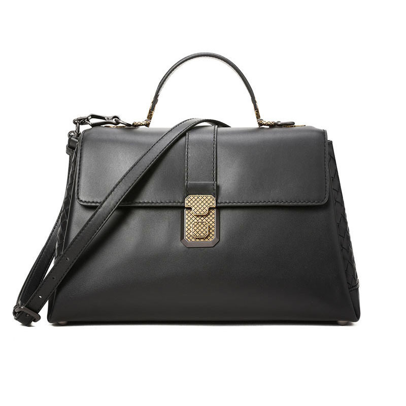 Bottega Veneta/葆蝶家 女包Piazza牛皮编织锁扣手拎斜挎包 489509