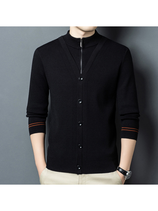 680g莱赛尔羊毛厚款针织开衫男冬季新款加厚保暖毛衣男士外套