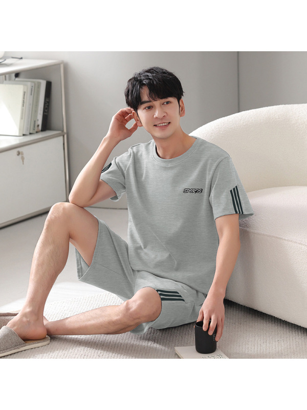 300斤加大码肥佬夏季睡衣男士短袖学生韩版运动风时尚家居服套装