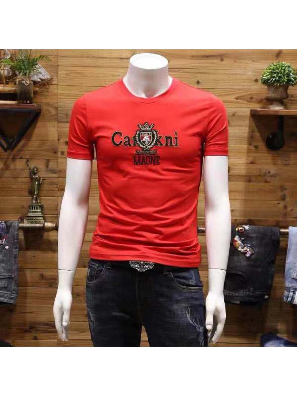 Ceen Bulled42链接夏季短袖T恤男潮流圆领时尚印花修身半截韩版打底T