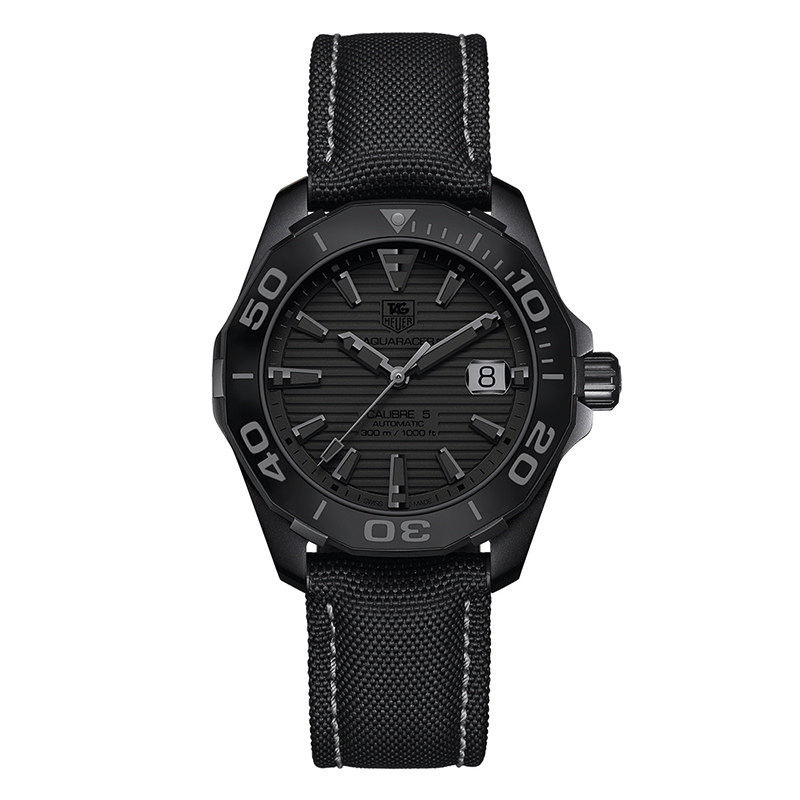 泰格豪雅(TAG Heuer)瑞士手表 竞潜系列曼联同款黑色幻影机械男表WAY218B.FC6364