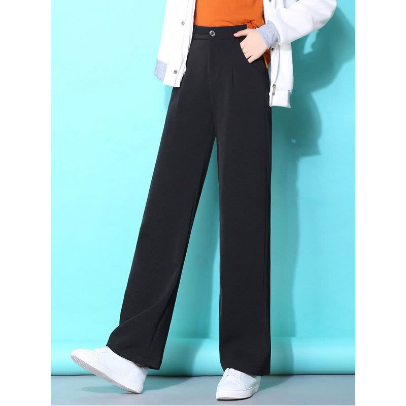 丝柏舍2019秋装女韩版纯色高腰宽松直筒休闲裤S93B4790K图片