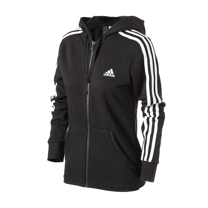 【自营】adidas阿迪达斯女子夹克外套连帽针织休闲运动服S97065 L S97065黑+白