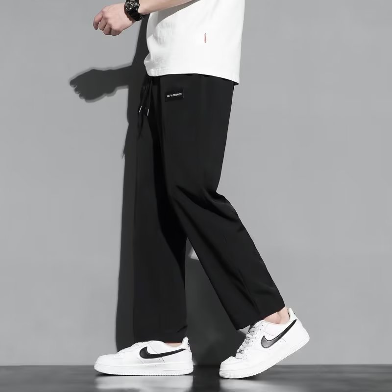 冰丝裤子男士夏季薄款宽松直筒垂坠感松紧腰运动休闲长裤