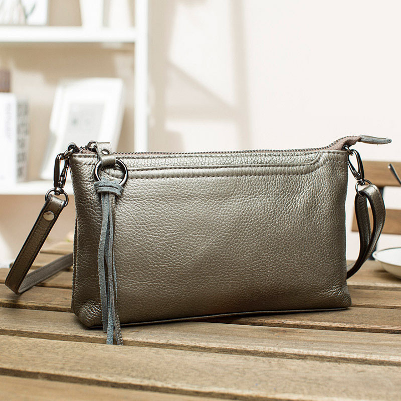 韩版头层牛皮单肩包女时尚流苏手拿包真皮包女士春夏斜挎包包视频