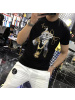 男士夏季新款个性潮流修身网红印花烫钻T恤男潮半袖潮牌