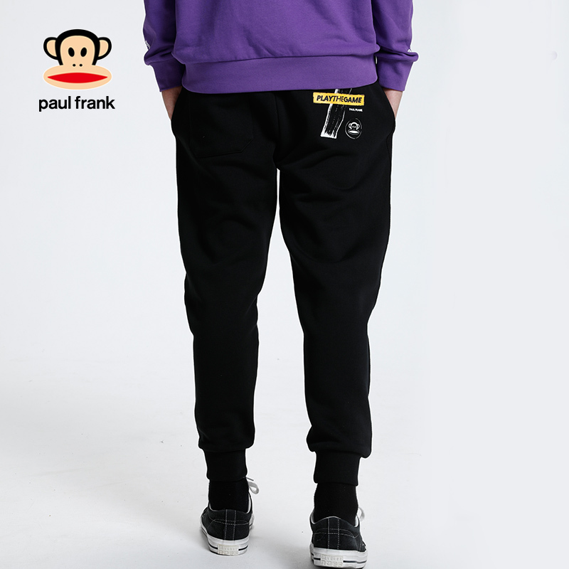 PaulFrank/大嘴猴春秋季新款长裤男休闲长裤韩版小脚运动裤潮J 黑色