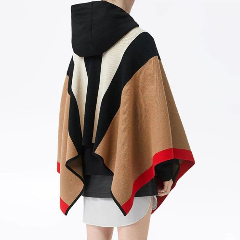 预订BURBERRY\博柏利 条纹装饰羊毛混纺披肩 120 x 122cm图片