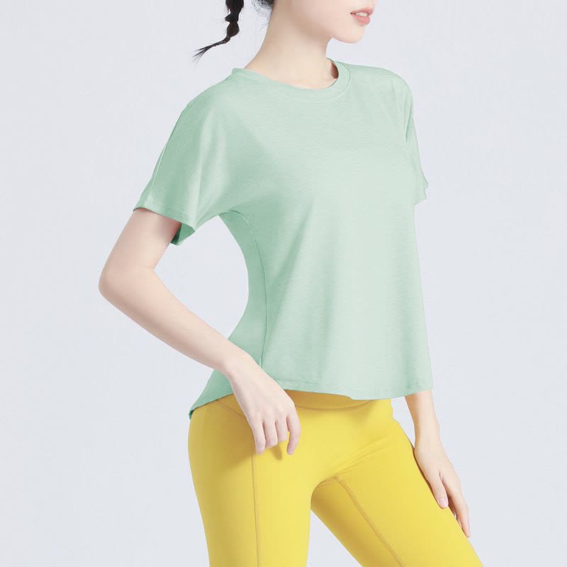 CeenBulled瑜伽服女夏季宽松T恤裸感透气休闲运动服健身晨跑步短袖速干上衣图片