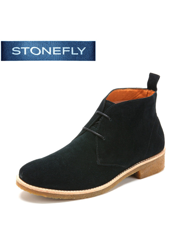 斯通富来STONEFLY冬季绒面牛皮圆头皮革拼接休闲短靴男SD44125202