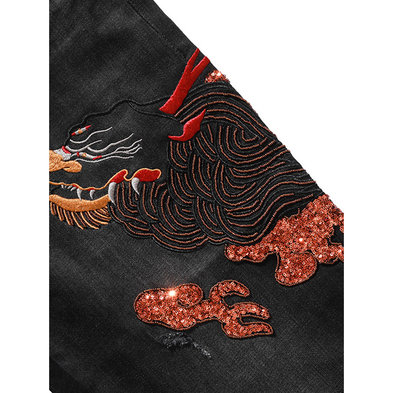 CREAZIONI时尚休闲男士黑色牛仔裤 祥云系列牛仔裤76C228510