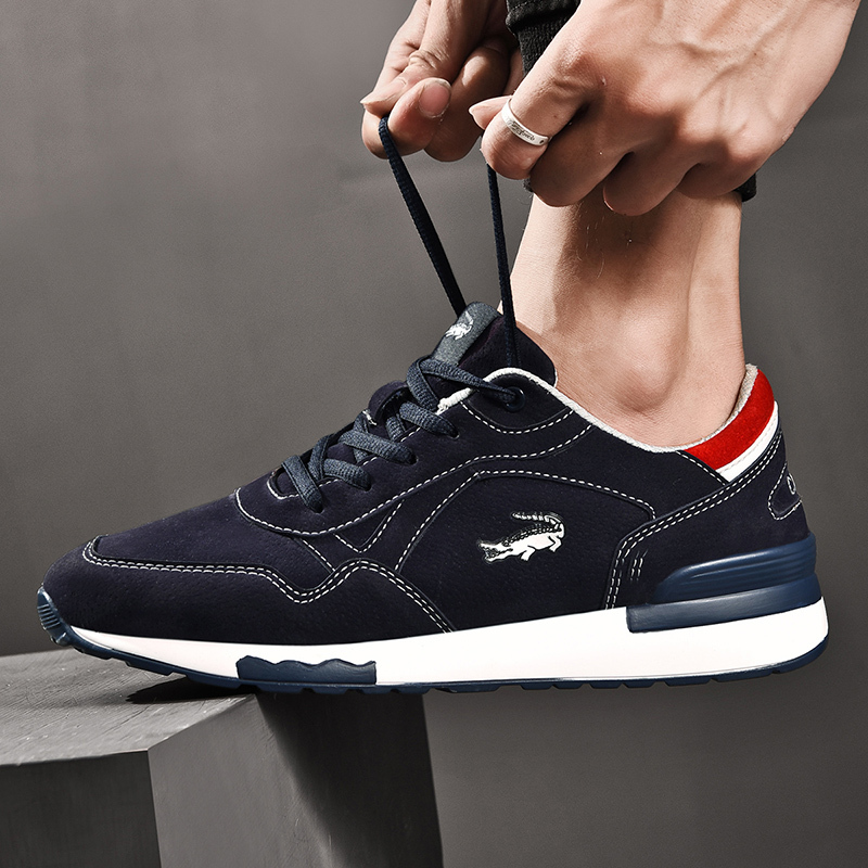 卡帝乐鳄鱼男鞋韩版休闲鞋简约百搭防滑耐磨鞋子男士低帮系带运动鞋