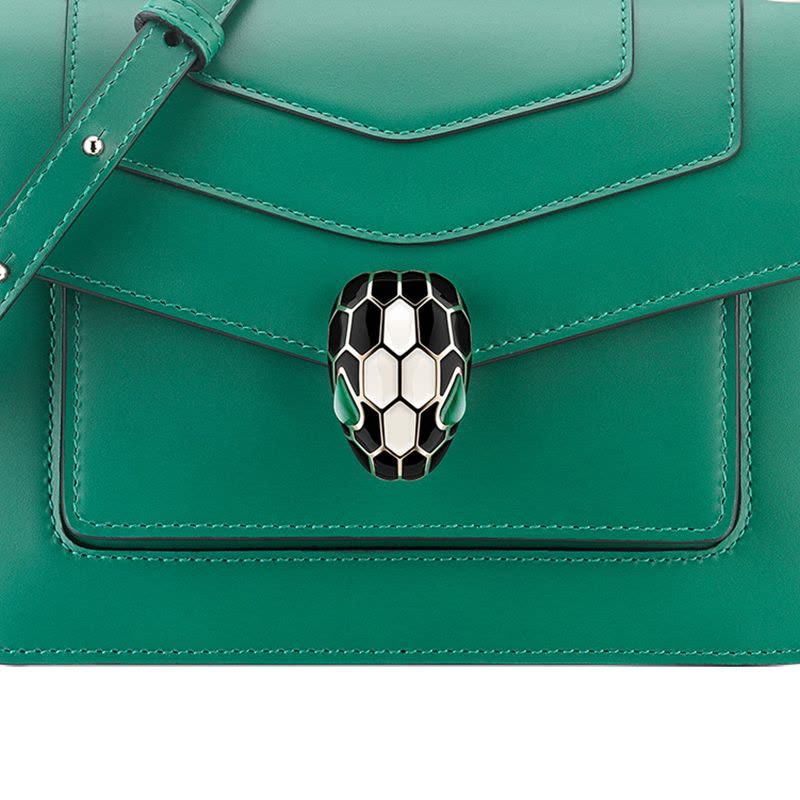 预售 宝格丽 BVLGARI Serpenti Forever 口盖包小号 经典蛇头光面皮 女士手提包 289673金扣图片