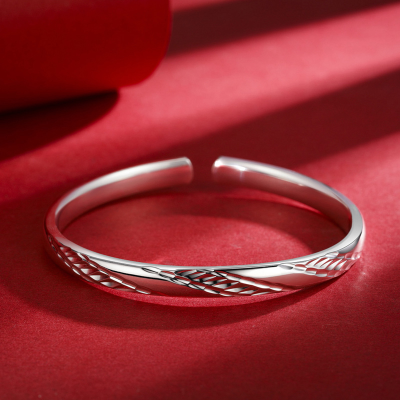 佰色传情brirs999足银手镯纯银女森系银镯子银饰品足银年轻款银手环