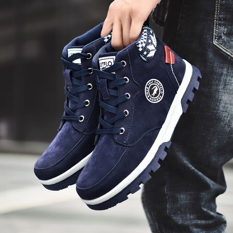 卡帝乐鳄鱼男靴 复古休闲鞋男士户外工装短靴保暖耐磨防滑中高帮靴子男图片