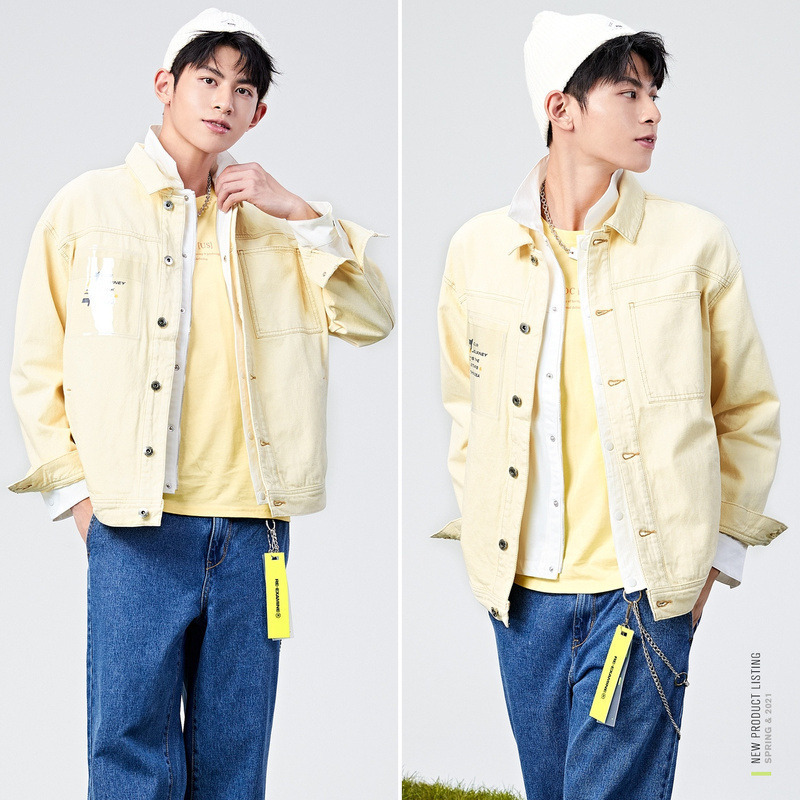 【满198减100预估价：135】森马夹克男2020冬季新款翻领牛仔外套宽松港风衣服ins潮个性口袋