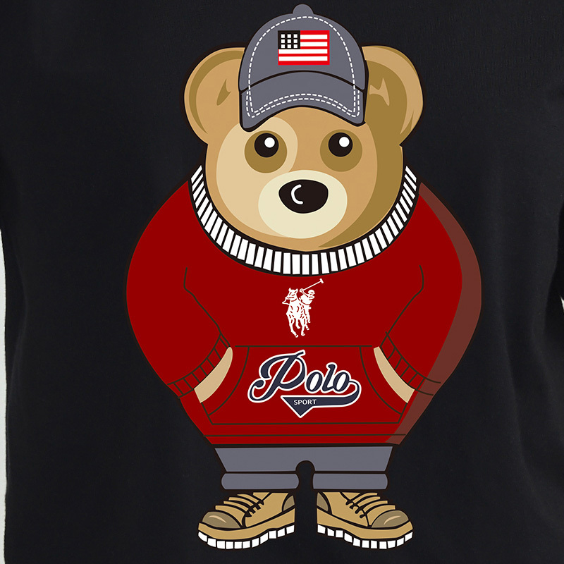 polo sport 夏季男女同款圆领可爱印花短袖t恤