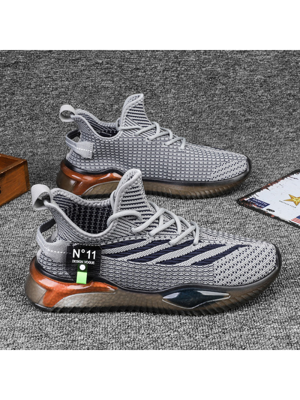 Ceba2022春季新款飞织椰子鞋透明底休闲运动鞋网面透气跑步鞋潮男鞋