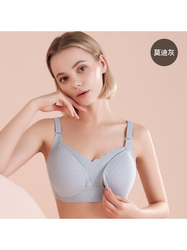 哺乳文胸聚拢月子哺乳产后棉质喂奶内衣胸罩怀孕期哺乳女夏季薄款