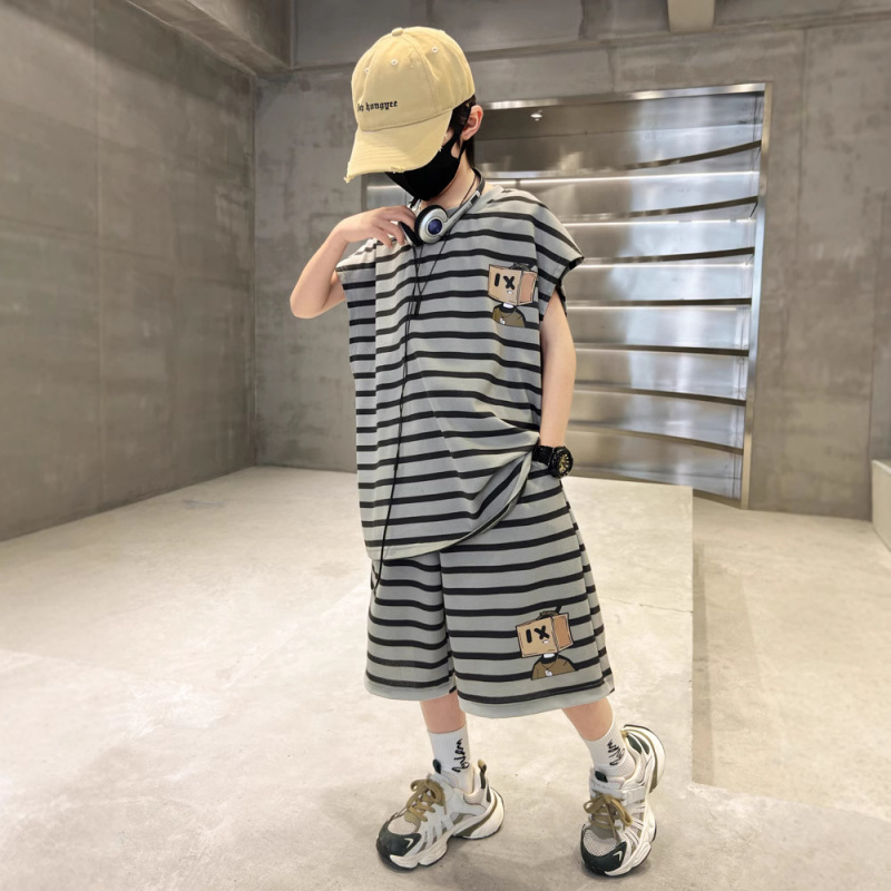 男童背心套装夏季2025新款儿童夏装运动服潮帅气时髦大童夏款衣服