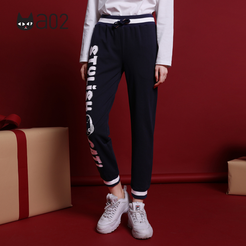 a02新款2020时尚字母印花显瘦春季运动裤休闲裤女DTV1A0691PN