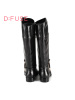D：Fuse/迪芙斯长靴冬新款牛皮圆头低跟侧拉链女鞋DF54116501_ahC04
