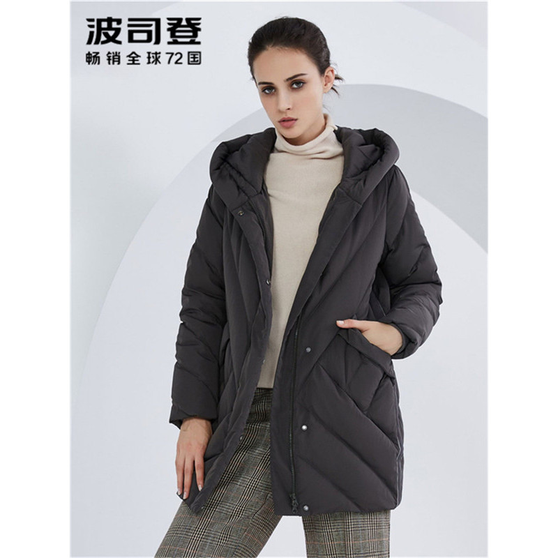 波司登BOSIDENG中老年妈妈羽绒服女2018新款冬季鸭绒中长款外套B80141030B