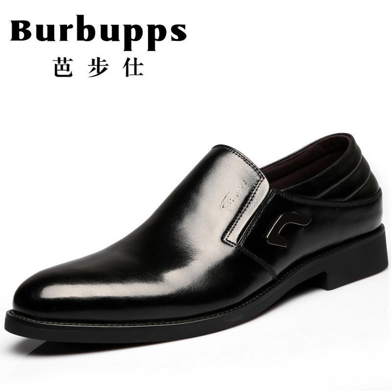 Burbupps法国芭步仕2019春尚新结婚鞋新款商务休闲鞋正装尖头套脚男鞋