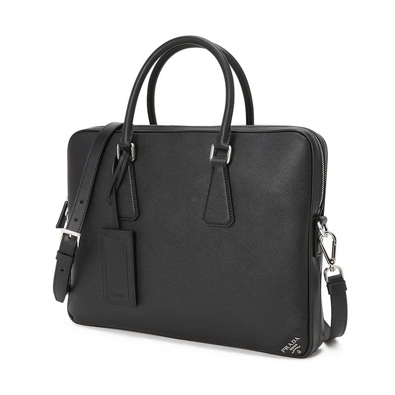普拉达 PRADA 公文包 字母LOGO光面皮2VE368 OOX银扣 男士手提包图片