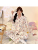 秋冬季长袖睡衣女云朵棉开衫翻领可爱卡通韩版休闲宽松家居服套装