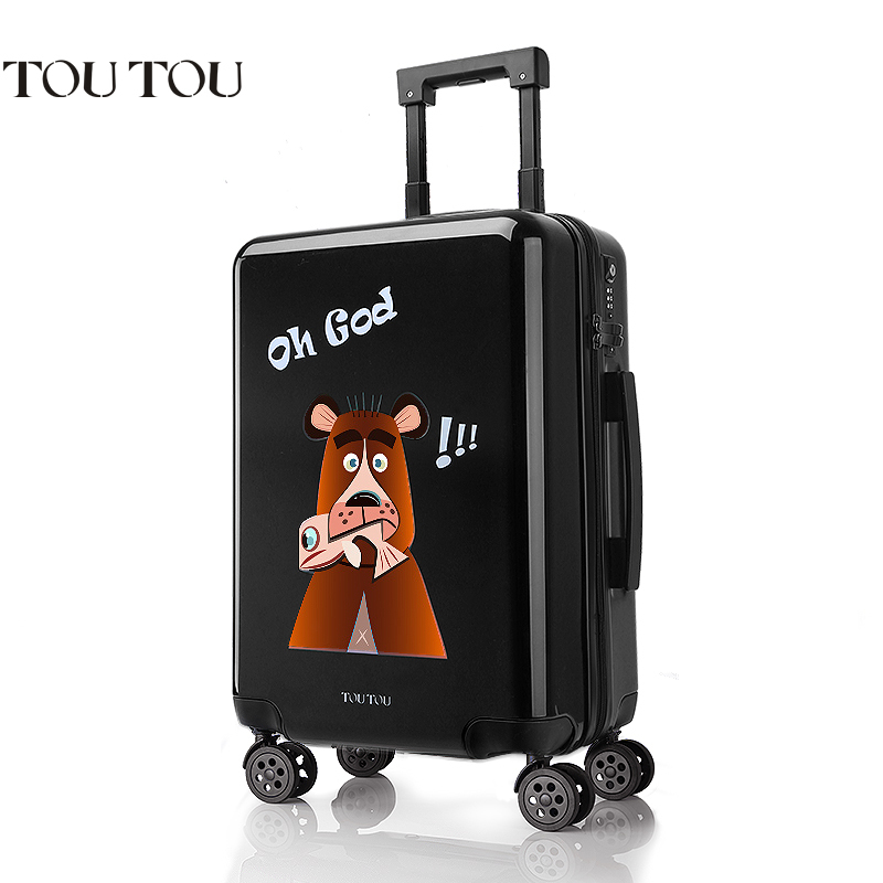 TOUTOU行李箱女20寸24寸可爱个性登机旅行箱万向轮拉杆箱密码箱子