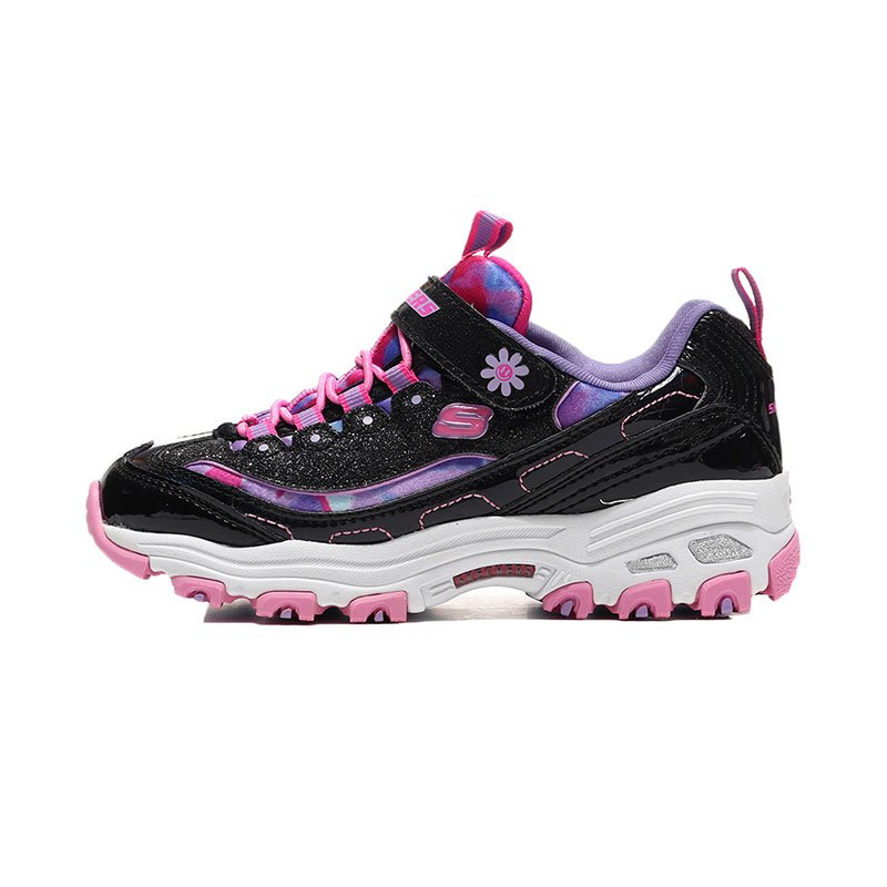 【自营】Skechers斯凯奇女童鞋休闲鞋时尚拼接防滑熊猫鞋80528L 80528L/BKMT黑色+多彩色