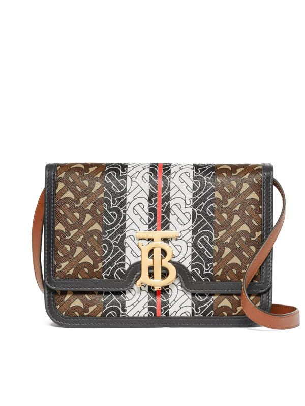 预售 博柏利 BURBERRY TB 口盖包小号 TB标识TB LOGO织物8019336 女士手提包 金扣