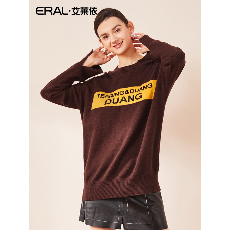 ERAL/艾莱依2018秋冬新圆领短款套头针织衫女601821071