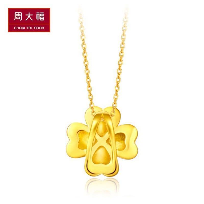 周大福珠宝花月佳期幸运四叶黄金坠计价图片