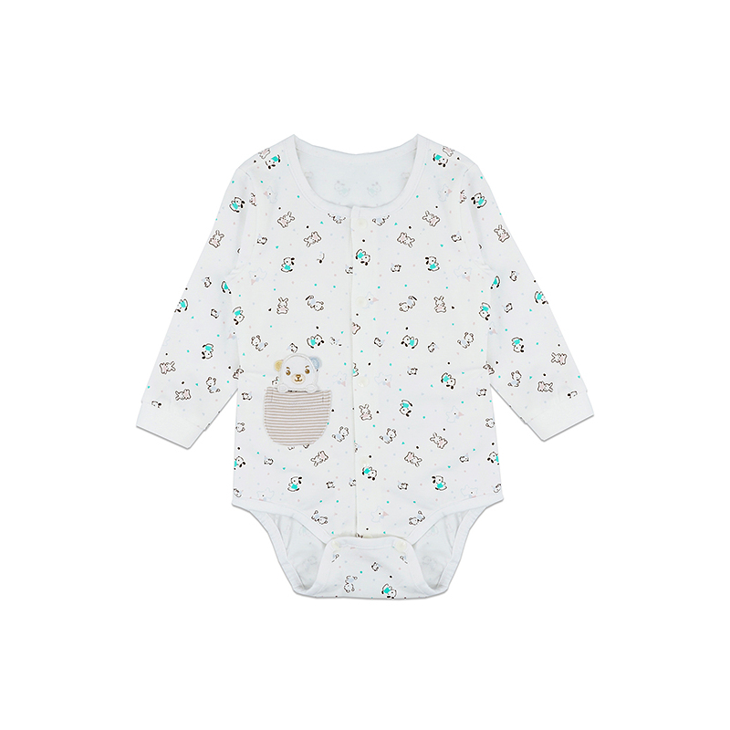 婴姿坊春baby bear系列简易休闲三角哈衣包臀连体衣